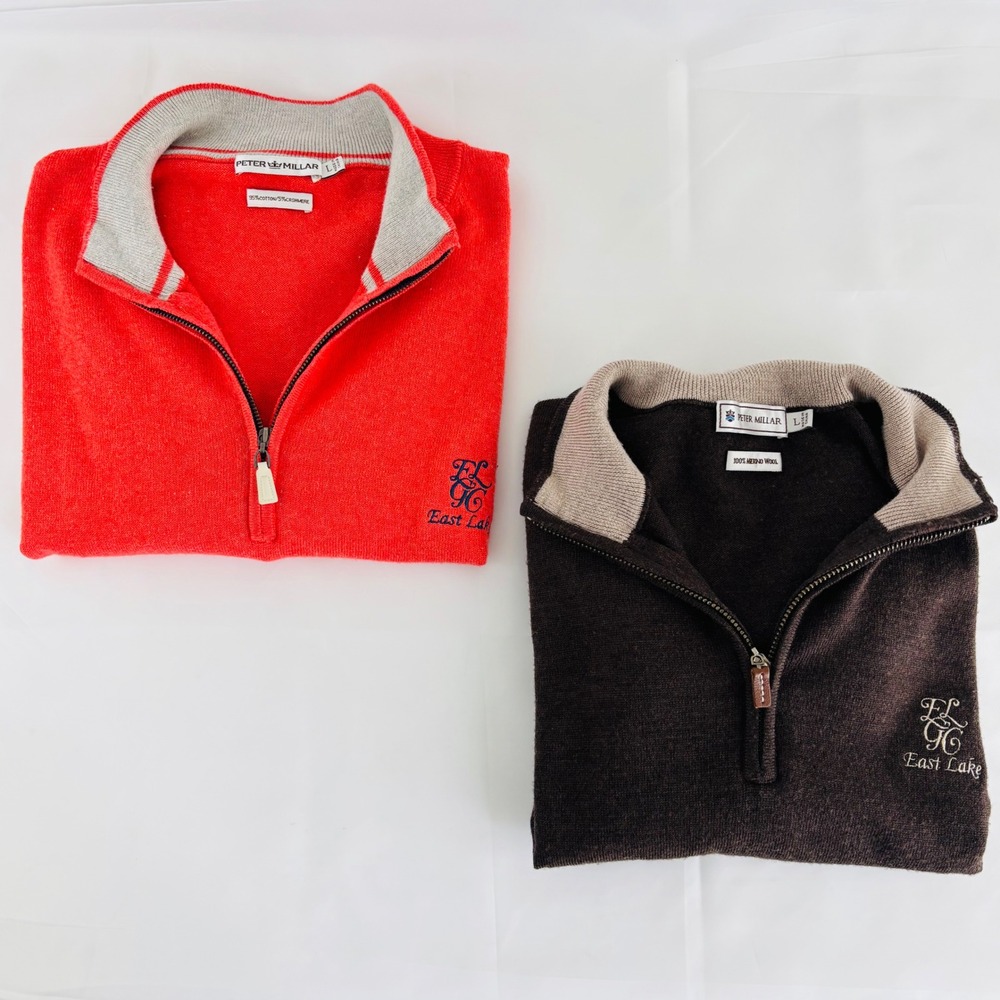Peter Millar Sweater‎ Vest Mens L Cotton Cashmere Brown Merino Wool Bundle